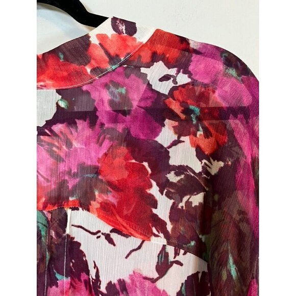 Torrid Top Women 3X Pink Pullover Floral Sheer Feminine Summer Dainty Flowy 80s - Picture 10 of 13